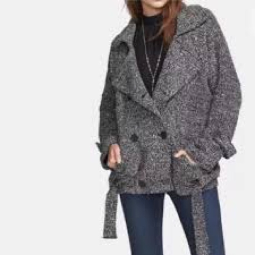 FREE PEOPLE Boucle Tweed Moto Double Breasted Wool Jacket, Size Medium,#379